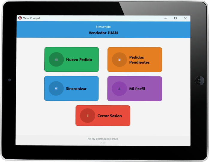 Menú principal de TabletVentas